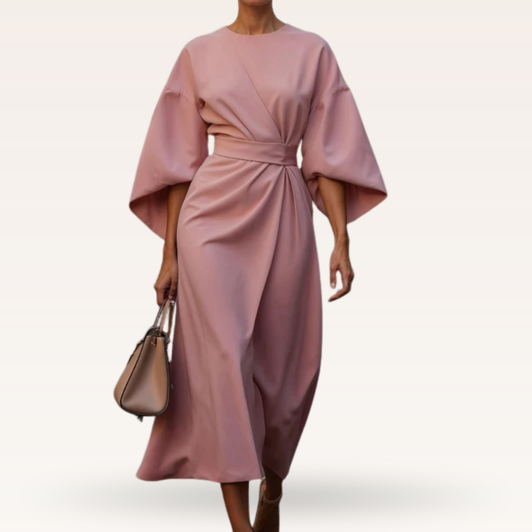 Cashmere – Kimono-Inspired Belted Midi Dress for Women