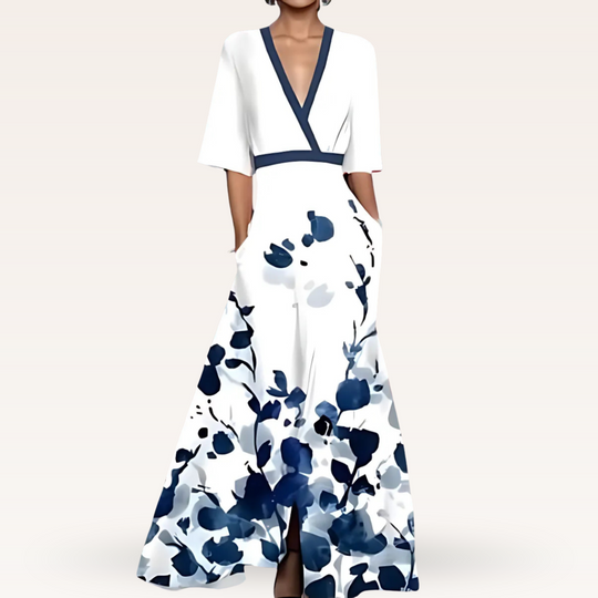 Mariama – Floral Contrast Two-Piece Maxi Set for Women