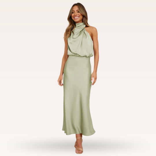 Jolanda – Satin Cowl Neck Midi Dress for Women
