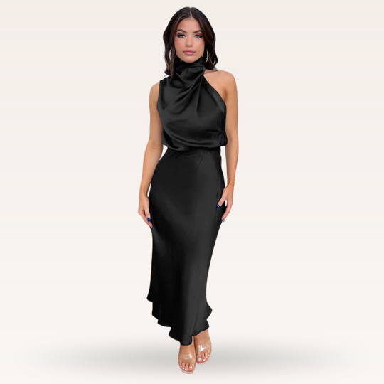Jolanda – Satin Cowl Neck Midi Dress for Women