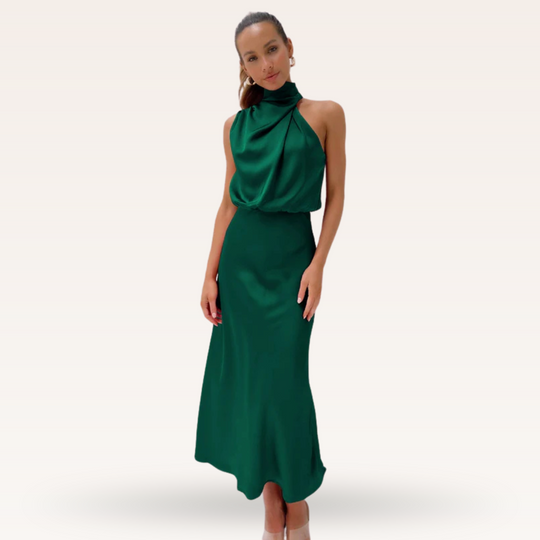 Jolanda – Satin Cowl Neck Midi Dress for Women