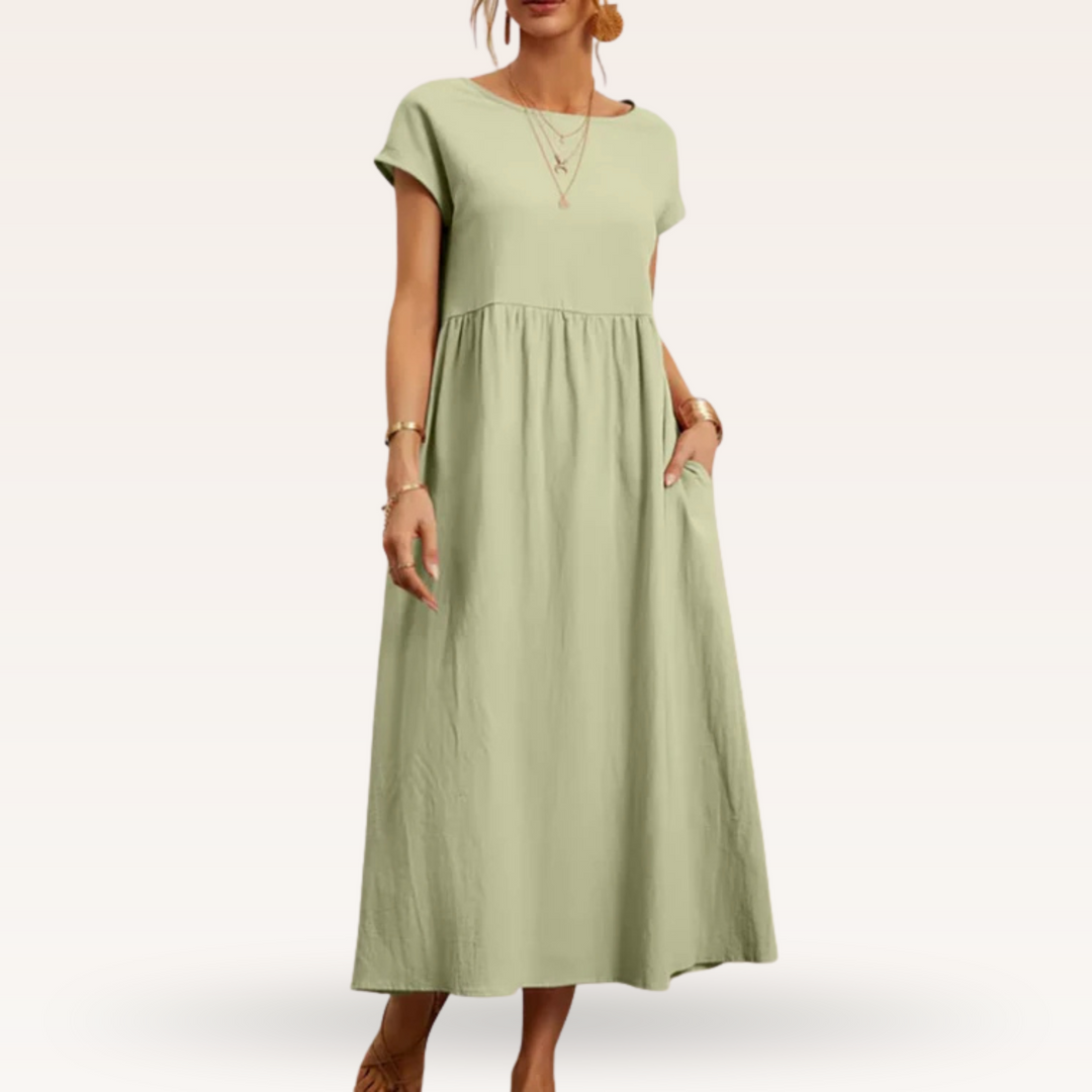 Margherita – Casual Cap Sleeve Cotton Maxi Dress for Women