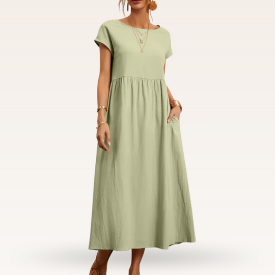 Margherita – Casual Cap Sleeve Cotton Maxi Dress for Women