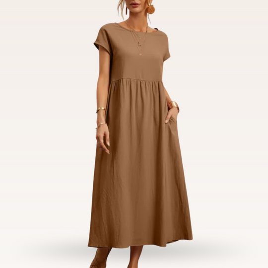 Margherita – Casual Cap Sleeve Cotton Maxi Dress for Women