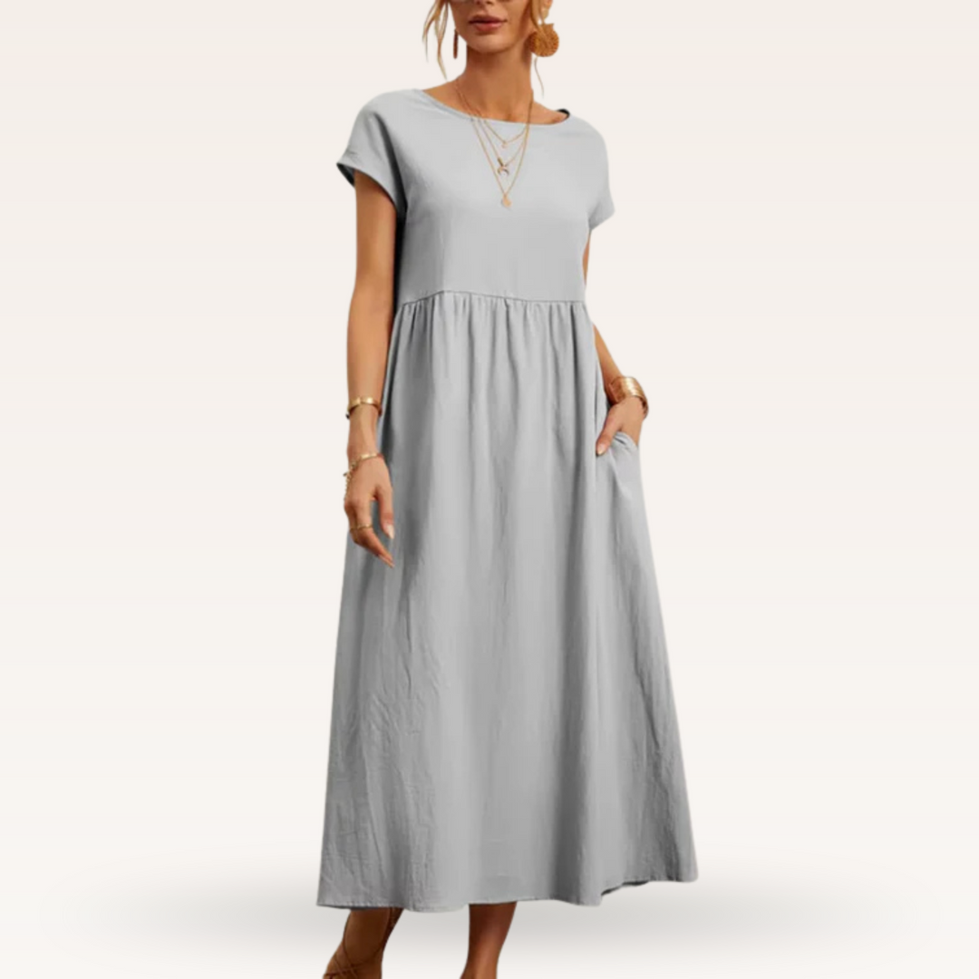 Margherita – Casual Cap Sleeve Cotton Maxi Dress for Women