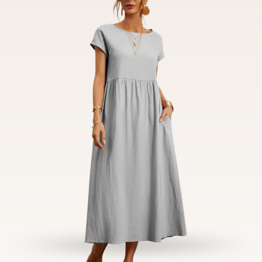 Margherita – Casual Cap Sleeve Cotton Maxi Dress for Women