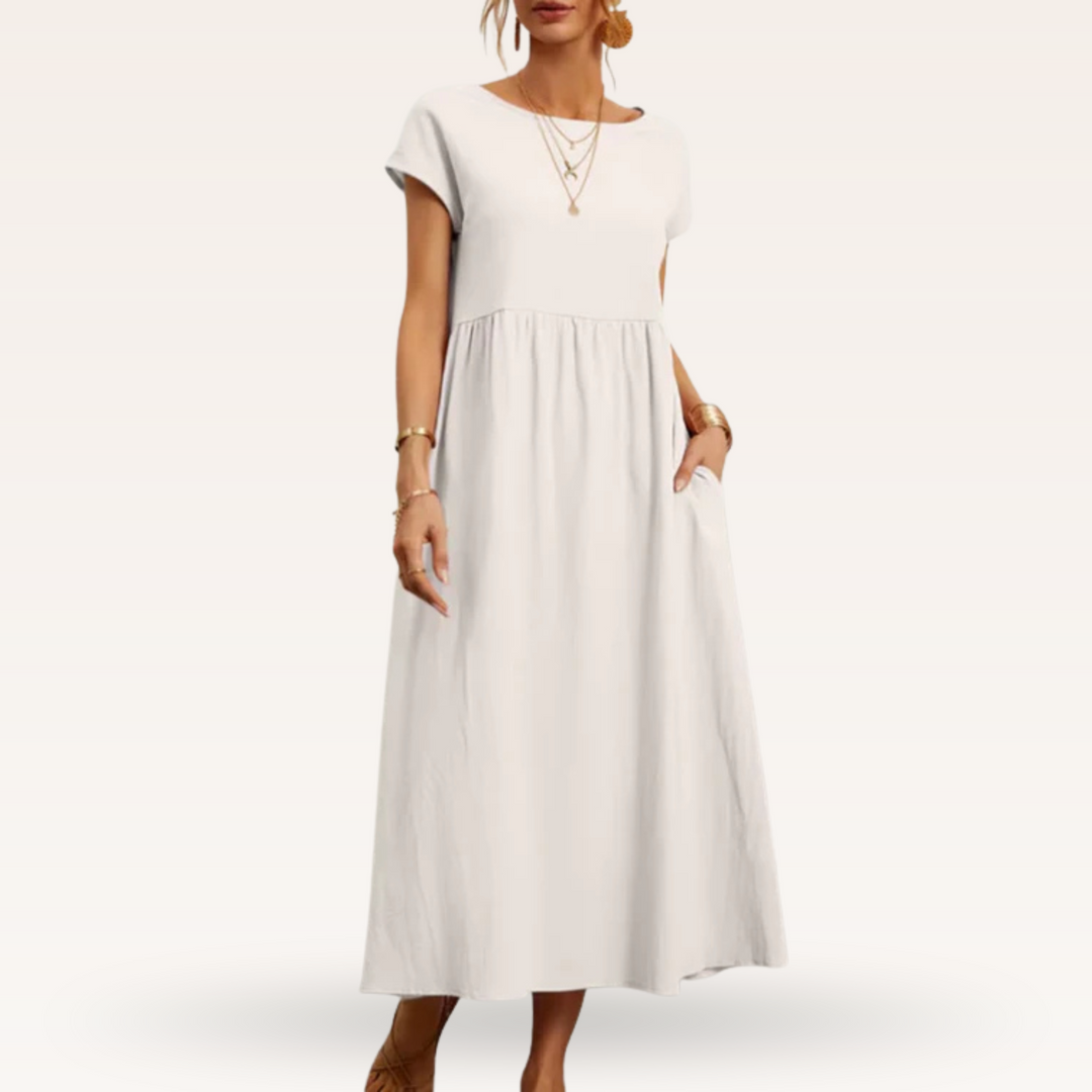 Margherita – Casual Cap Sleeve Cotton Maxi Dress for Women