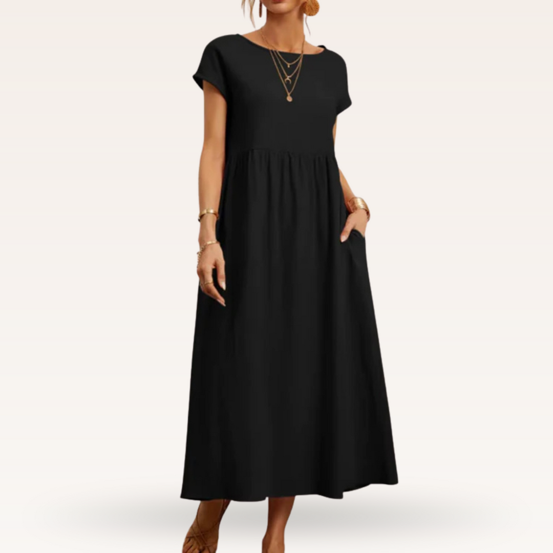 Margherita – Casual Cap Sleeve Cotton Maxi Dress for Women
