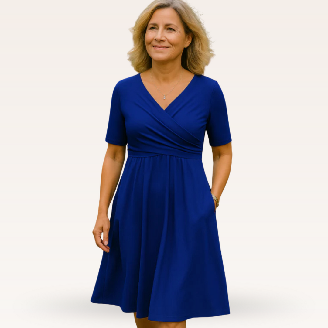 Abebech – Classic V-Neck Fit & Flare Dress for Women