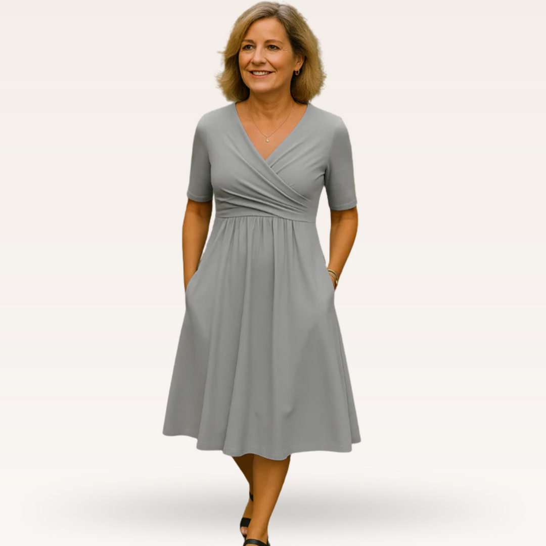 Abebech – Classic V-Neck Fit & Flare Dress for Women