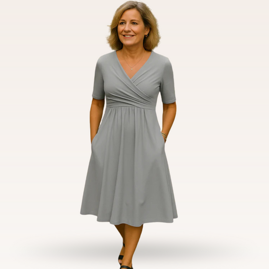 Abebech – Classic V-Neck Fit & Flare Dress for Women
