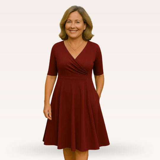Abebech – Classic V-Neck Fit & Flare Dress for Women