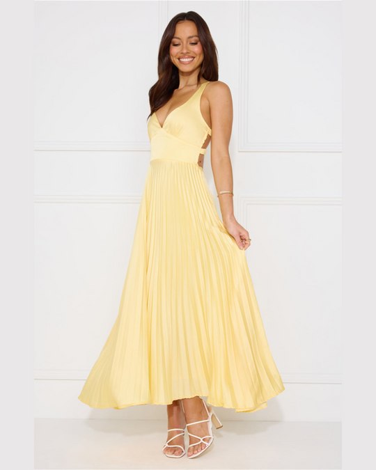 Azalea – Pleated Back-Tie Midi Dress