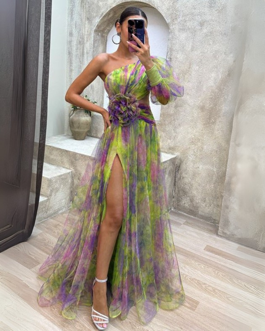Amberley – Multicolor Sheer Tulle Gown for Women