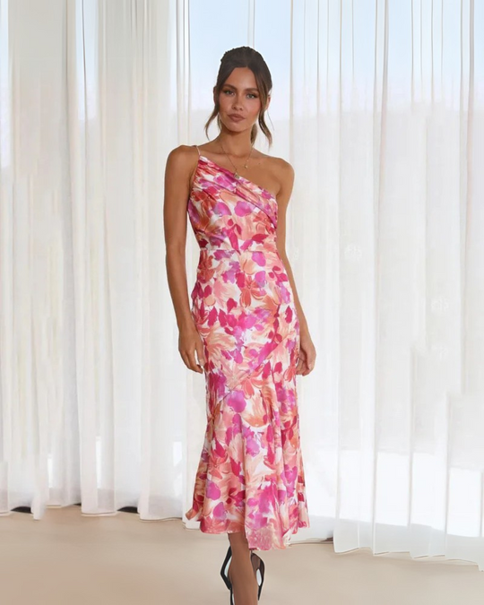 Jaroslava – Asymmetric Bloom Midi Dress