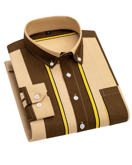 Vertasso – Men’s Bold Panel Stripe Shirt