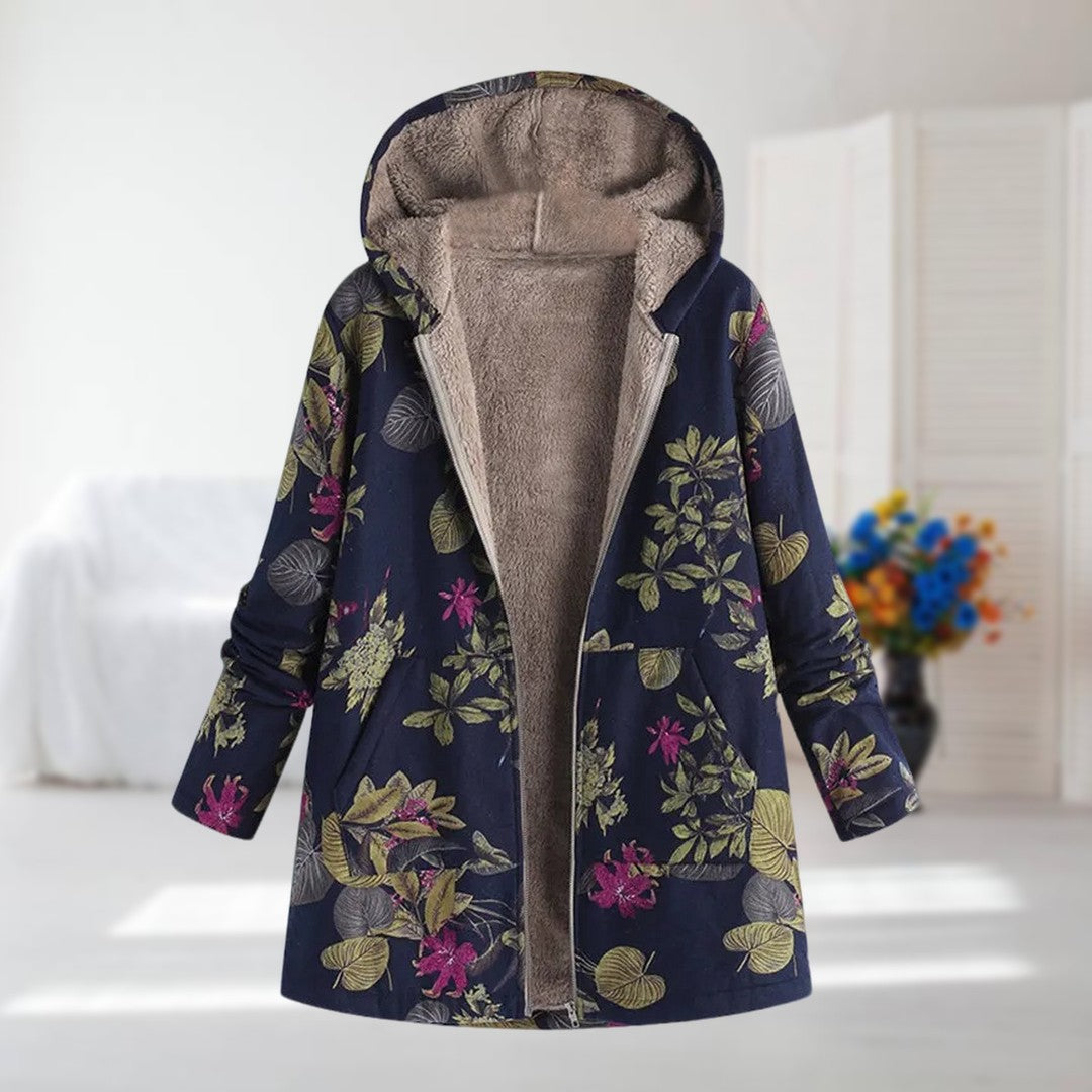 Marcelline – Floral Sherpa-Lined Coat for Women