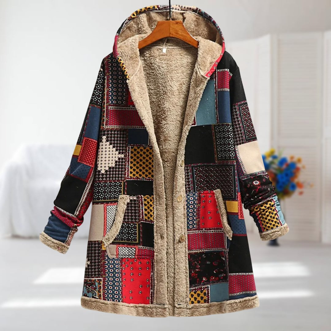 Marcelline – Floral Sherpa-Lined Coat for Women