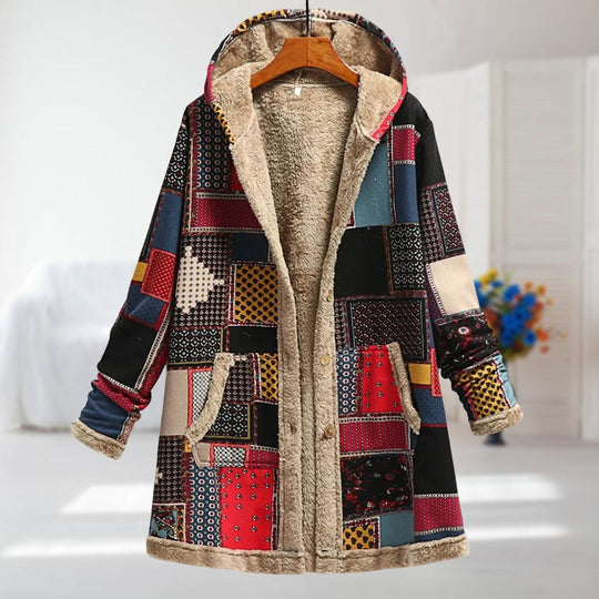 Marcelline – Floral Sherpa-Lined Coat for Women