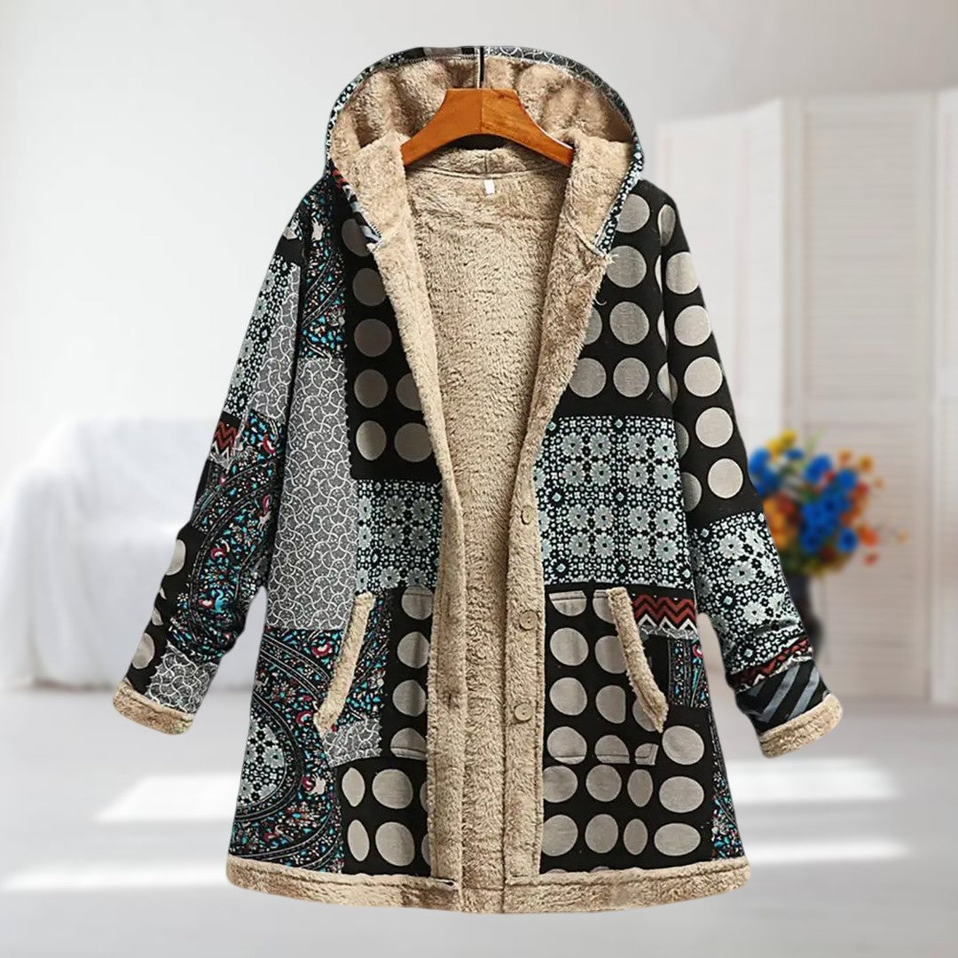 Marcelline – Floral Sherpa-Lined Coat for Women