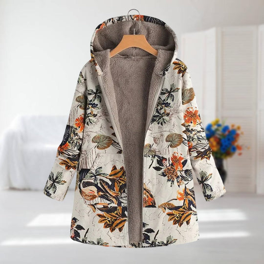 Marcelline – Floral Sherpa-Lined Coat for Women