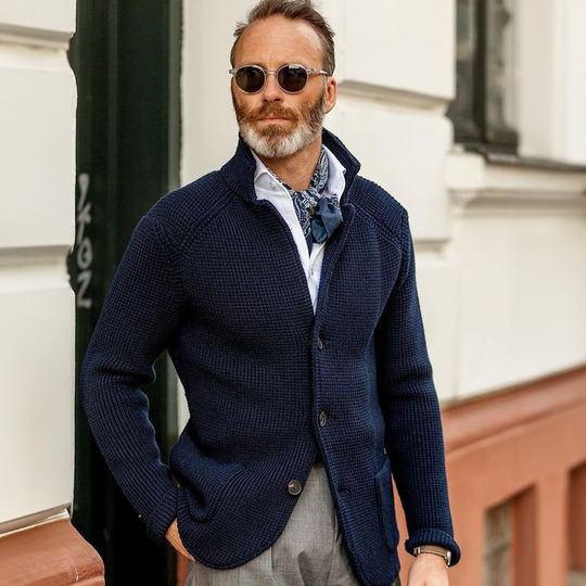 Victor – Knit Button-Up Cardigan for Men