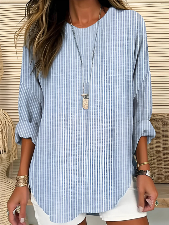 Yelena – Striped Long-Sleeve Blouse for Women