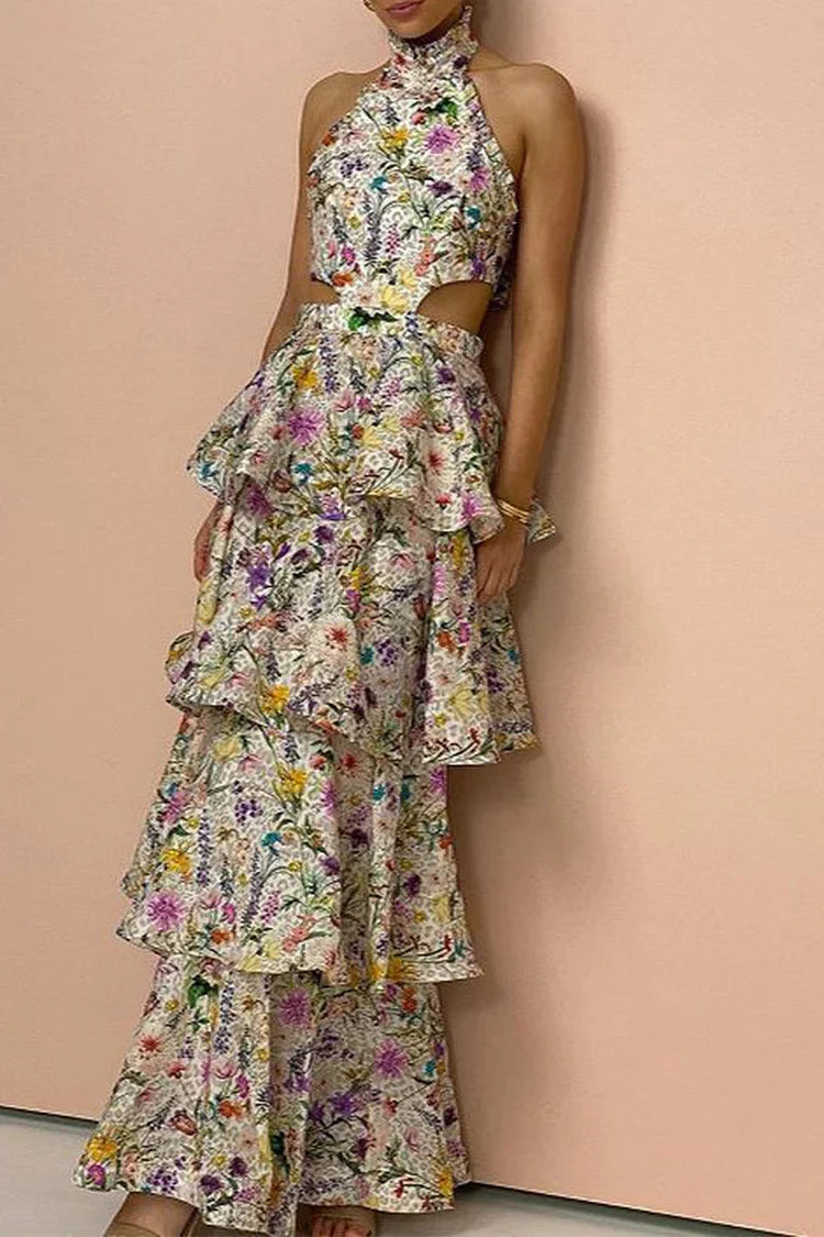 Winter – Tiered Floral Halter Jumpsuit