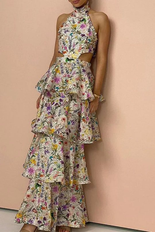 Winter – Tiered Floral Halter Jumpsuit