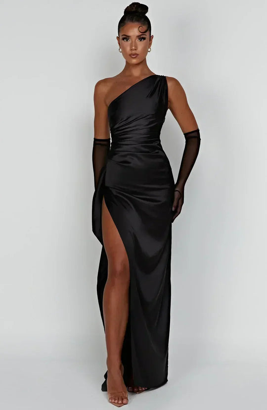 Caelora – One-Shoulder Satin Gown for Women