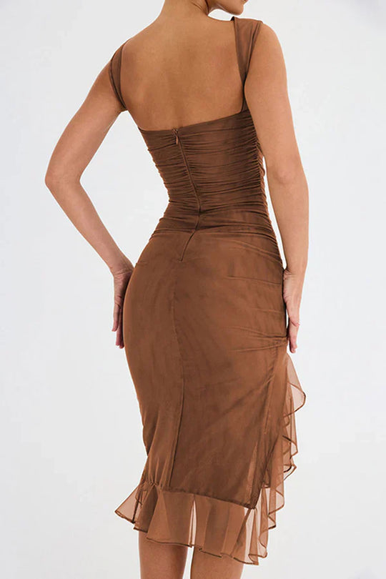 Taloura – Ruched Ruffle-Hem Bodycon Dress for Women