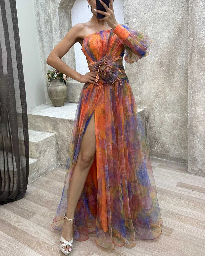 Amberley – Multicolor Sheer Tulle Gown for Women