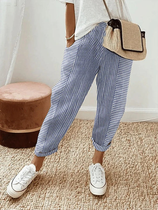 Zavira – Striped Cotton Casual Joggers for Women