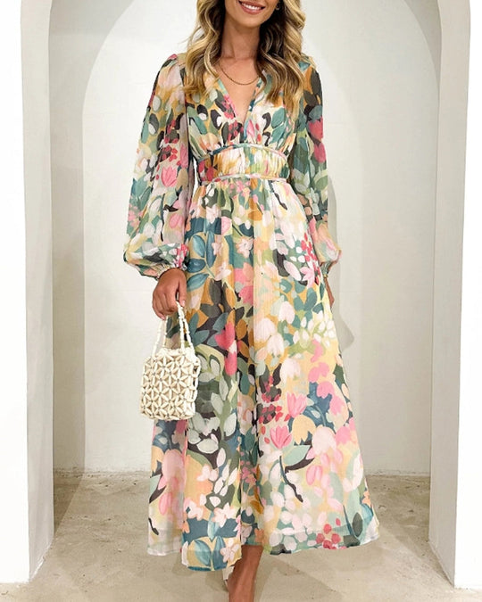 Marivelle – Floral Flare Chiffon Maxi Dress