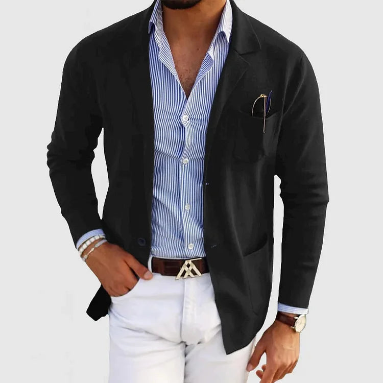 Dominic – Black Slim Fit Knit Blazer for Men