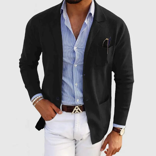 Dominic – Black Slim Fit Knit Blazer for Men