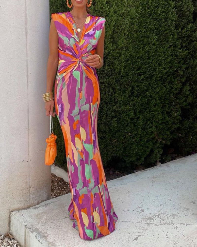Marzella – Sunset Swirl Cutout Maxi Dress for Women