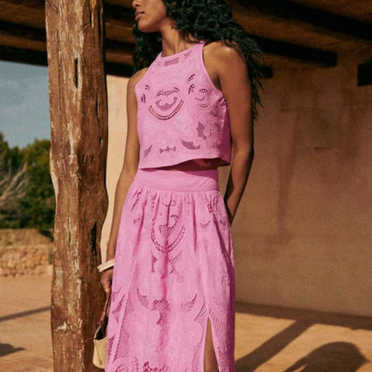 Zirella – Embroidered Eyelet Co-ord Set for Women
