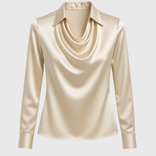 Silvaya – Satin Cowl Neck Blouse for Women