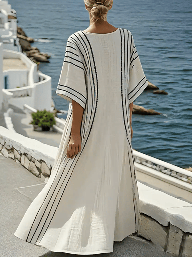Kaisa – Boho Striped Kaftan Dress for Women
