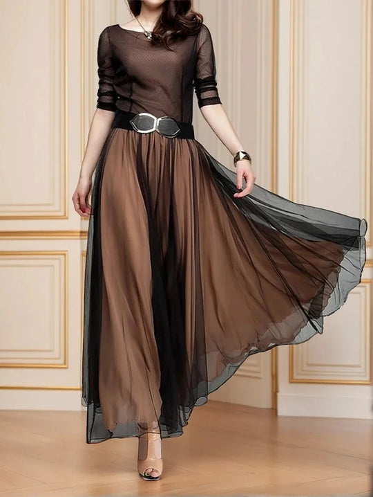 Waverly  – Chiffon Belted A-Line Maxi Dress