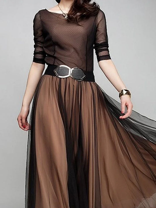 Waverly  – Chiffon Belted A-Line Maxi Dress