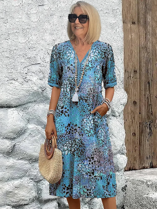 Carmela – Button-Front Boho Print Midi Dress