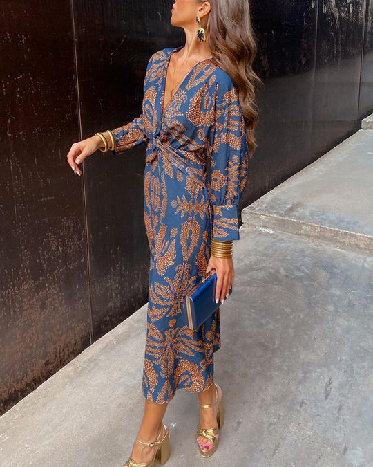 Mirevra – Boho Luxe Twist-Front Maxi Dress for Women