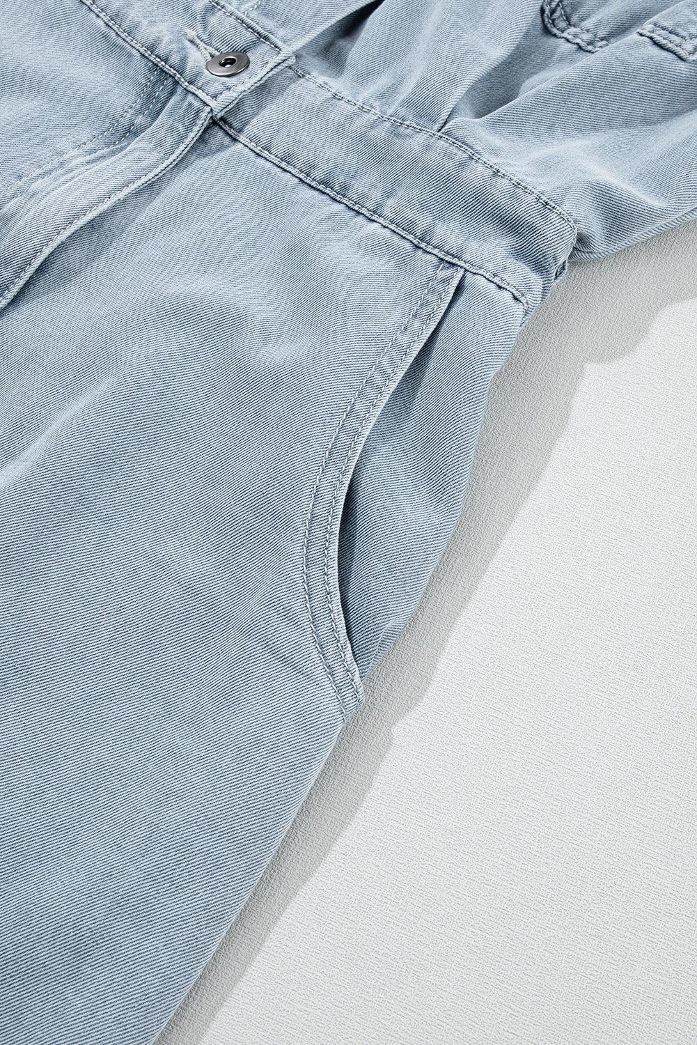 Elisyn – Soft Denim Drawstring Midi Shirt Dress for Women