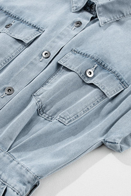 Elisyn – Soft Denim Drawstring Midi Shirt Dress for Women