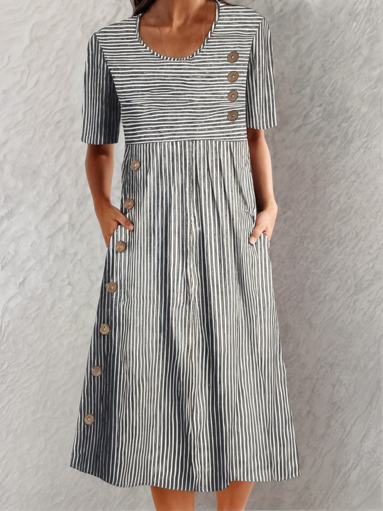 Anka – Striped Button Midi Dress