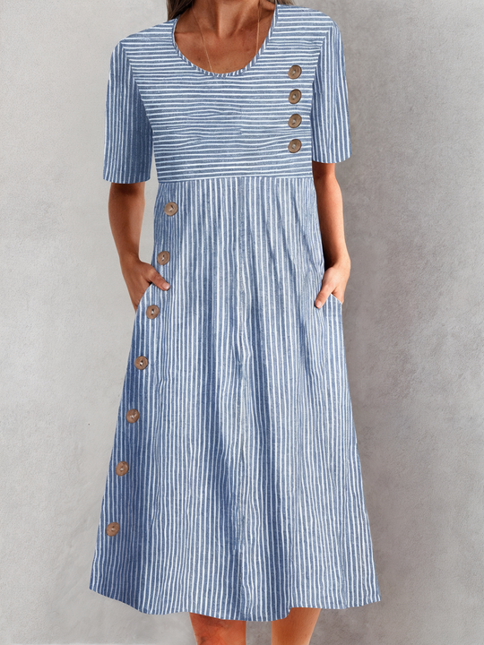 Anka – Striped Button Midi Dress