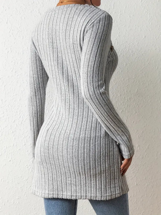 Virellia – AsymKnit Button-Drape Sweater