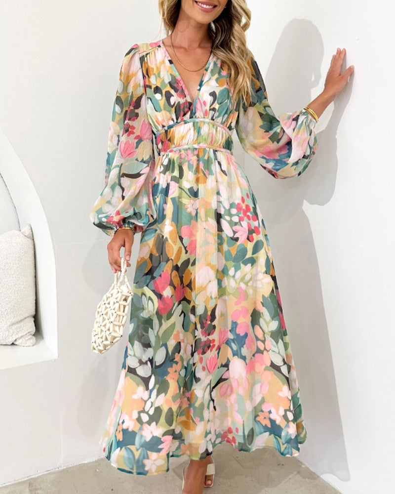 Marivelle – Floral Flare Chiffon Maxi Dress